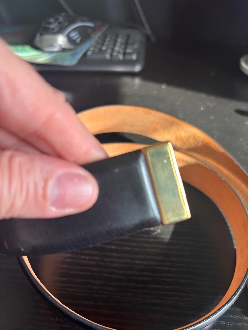 Louis Vuitton vintage Black Leather Belt with Gold Logo Buckle - Picture 8 of 16